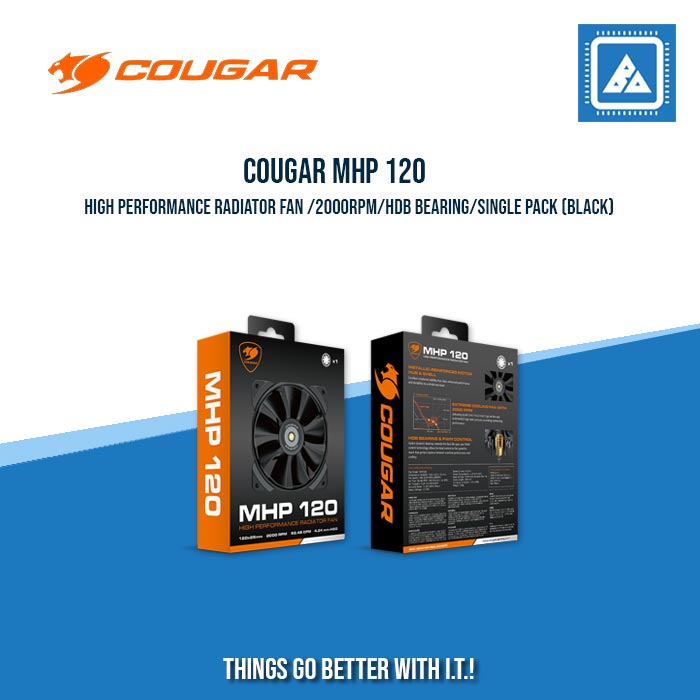 COUGAR MHP 120 HIGH PERFORMANCE RADIATOR FAN /2000RPM/HDB BEARING/SINGLE PACK (BLACK/WHITE) COUGAR MHP 120 HIGH PERFORMANCE RADIATOR FAN /2000RPM/HDB BEARING/SINGLE PACK (BLACK/WHITE)